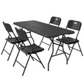 Folding Garden Table and 4 Chairs Set for Outdoor Dining and Easy Storage, Black Outsunny