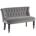Charcoal Grey Velvet 2 Seater Wingback Sofa with Tufted Backrest and Wood Legs for Living Room Homcom
