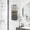 Wall Mounted Metal Towel Rack With Six Rails For Bathroom Storage, Black AOSOM