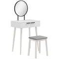 Dressing Table Set With Mirror Stool And Storage Drawers For Bedroom Vanity Use, White