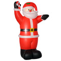 Red 8ft inflatable Santa holding a candy cane in a raised hand, white studio shot