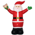 8ft inflatable Santa with open arms holding a Merry Christmas sign on white