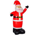 Red 8ft inflatable Santa waving with one raised hand, white studio shot