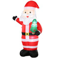 Red 8ft inflatable Santa holding a small green Christmas tree, white studio shot