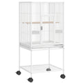 Mobile Bird Cage With Stand and Storage Shelf for Easy Cleaning and Moving White