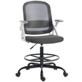 Adjustable Draughtsman Chair with Lumbar Support for Sit Stand Desks Black AOSOM