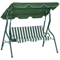 Green 3 Seater Garden Swing Chair With Adjustable Canopy For Relaxing Outdoors
