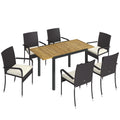 7 Piece Garden Dining Set with Extendable Table and Stackable Chairs for Flexible Outdoor Seating Outsunny