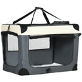 Foldable Pet Carrier With Cushion for Large Dogs and Cats Easy Travel Crate, Grey
