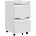 2 Drawer Lockable Steel Filing Cabinet With Wheels For A4 And Legal Files, White
