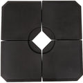 Set of 4 black Outsunny parasol base weights arranged into a square with a central cross-base cutout, studio shot