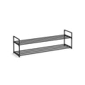 Songmics black adjustable 2-tier shoe shelf, studio front view