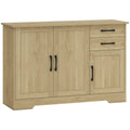 Sideboard with Adjustable Shelf for Organised Dining or Living Room Storage Natural Wood AOSOM