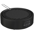 Electric Ceramic Hob with Grill Plate for All Pots 4 Heat Levels Portable 36cm Black AOSOM