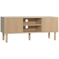 Homcom oak wood-effect TV cabinet stand with two sliding doors and open middle shelf