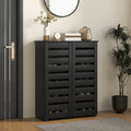Black Shoe Storage Cabinet With Adjustable Shelves Ideal for Hallways and Entryways, Holds 15 Pairs