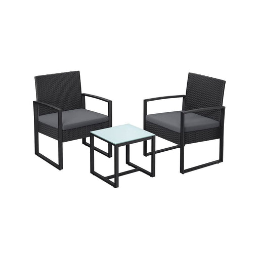 Image of a Black PE Rattan 2 Patio Chairs And Table Set