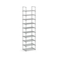 Songmics 10-tier grey metal shoe rack studio shot