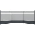 Camping Windbreak with Clear Windows and Steel Poles for Beach or Caravan Grey AOSOM