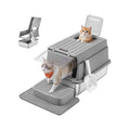 Feandrea stainless steel cat litter box with flip lid in Dove Grey, studio shot