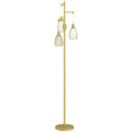 Gold Industrial 3 Light Floor Lamp with Dimmable Steel Shades for Living Room