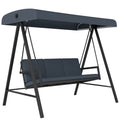 Dark Grey Three Seater Garden Swing Chair with Adjustable Canopy by Outsunny