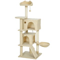 Large Cat Tree Tower with Hammock Condos and Scratching Posts for Indoor Cats Beige AOSOM