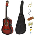 Three Quarter Acoustic Guitar Set For Beginners With Carry Case Ideal For Learning Red AOSOM