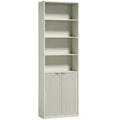 Homcom light green bookcase, studio shot showing open shelves and cabinet