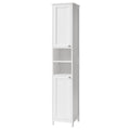 Vasagle tall slim white storage cabinet, full front view