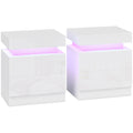 Bedside Tables Set with LED Lighting and Storage Drawers for Modern Bedrooms White