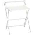 Folding Desk for Small Spaces with Monitor Shelf and Sturdy Steel Frame White