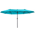 Sky Blue 4.6m Double Garden Parasol With Crank Handle For Large Outdoor Shade