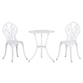 3 Piece White Aluminium Bistro Set with Table and Chairs for Garden or Balcony by Outsunny