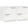 Set of 2 High Gloss Bedside Tables with Storage Shelves for Bedroom Organisation White