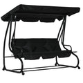 Patio Swings - Black 3 Seater Garden Swing Chair Converts to a Day Bed for Outdoor Relaxing Comfort Outsunny