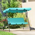 Patio Swing - 3 Seater Garden Swing Chair With Adjustable Canopy For Outdoor Relaxing, Blue Outsunny