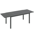 Extendable Garden Dining Table for 6 to 8 People with Slatted Top Aluminium Dark Grey Outsunny