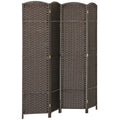 4 Panel Folding Room Divider Freestanding Privacy Screen For Home Or Office, Brown