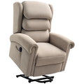 HOMCOM khaki velvet-feel electric riser recliner chair, front angled view