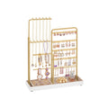 Studio front view of the gold velvet jewellery organiser stand