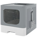 Foldable Cat Litter Box with Lid Drawer and Scoop for Easy Cleaning and Odour Control Grey AOSOM
