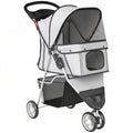 Dog Stroller for Small Pets with Easy Folding and Storage Basket Grey AOSOM