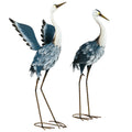 Garden Heron Statues Set of 2 for Wildlife Decor with Weather Resistant Steel Blue White Outsunny
