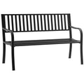 2 Seater Metal Garden Bench With Slatted Seat For Outdoor Relaxing, Black AOSOM
