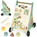 Wooden Baby Push Walker With Xylophone Bead Maze And Speed Control Toy Green AOSOM