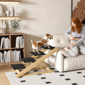 Adjustable 4 Step Dog Ramp For Large Dogs With Non Slip Folding Design For Bed Or Sofa Grey AOSOM
