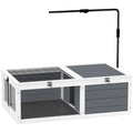 Wooden Tortoise Table with Pull Out Trays and Lamp Holder for Indoor Use Grey