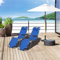 Set of 2 Folding Sun Loungers with Adjustable Backrest and Headrest for Garden Use Blue AOSOM