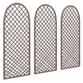 Set of 3 Outsunny wicker garden trellis panels with arched tops, studio shot